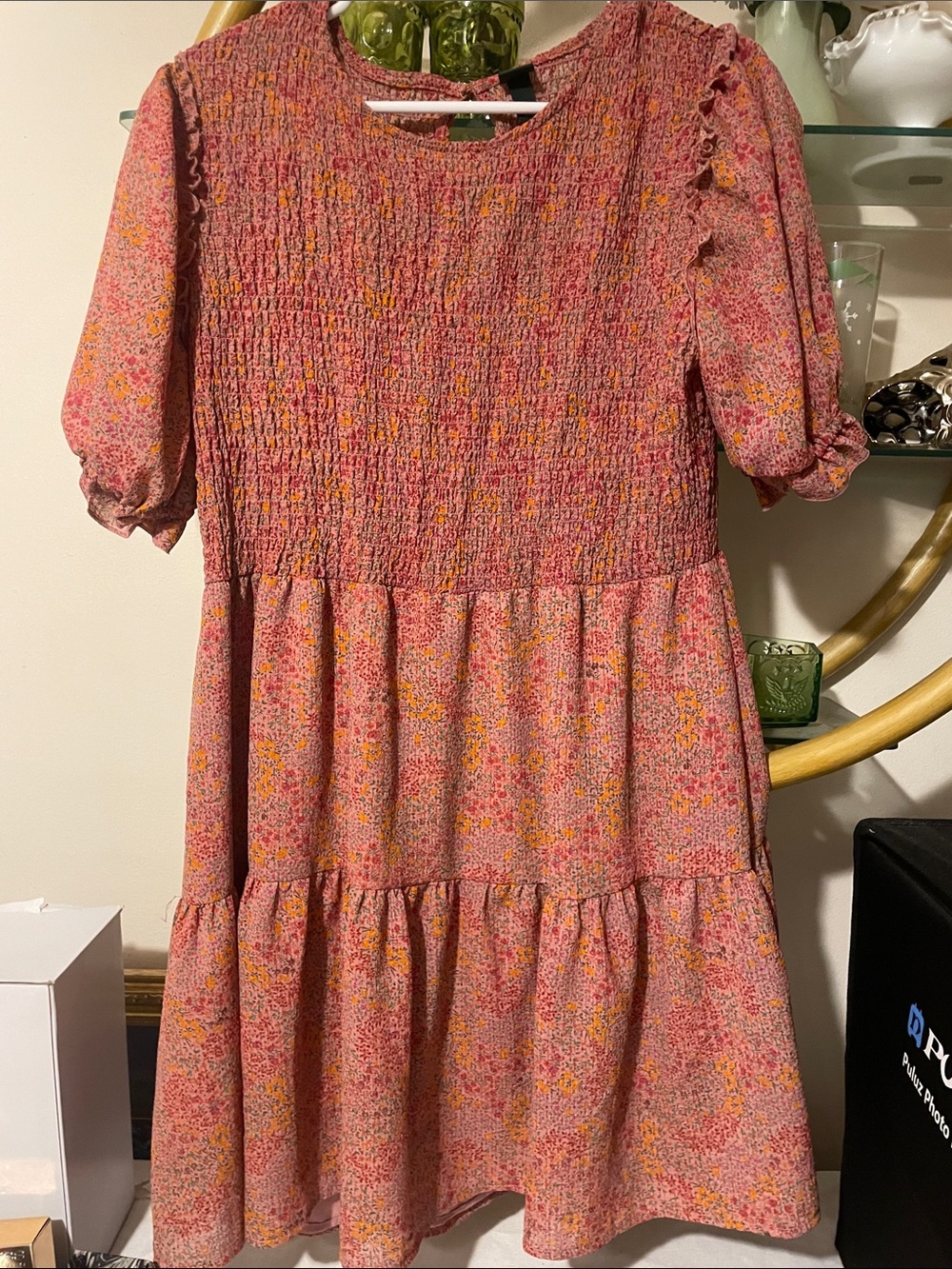 wild fable Pink Floral Smocked Tiered Dress 000890